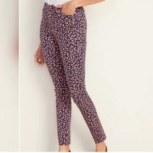 Old navy, blue and pink cheetah print pixie ankle pants